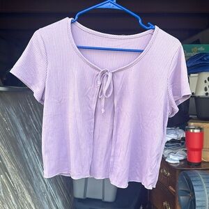 Purple crop top with open front